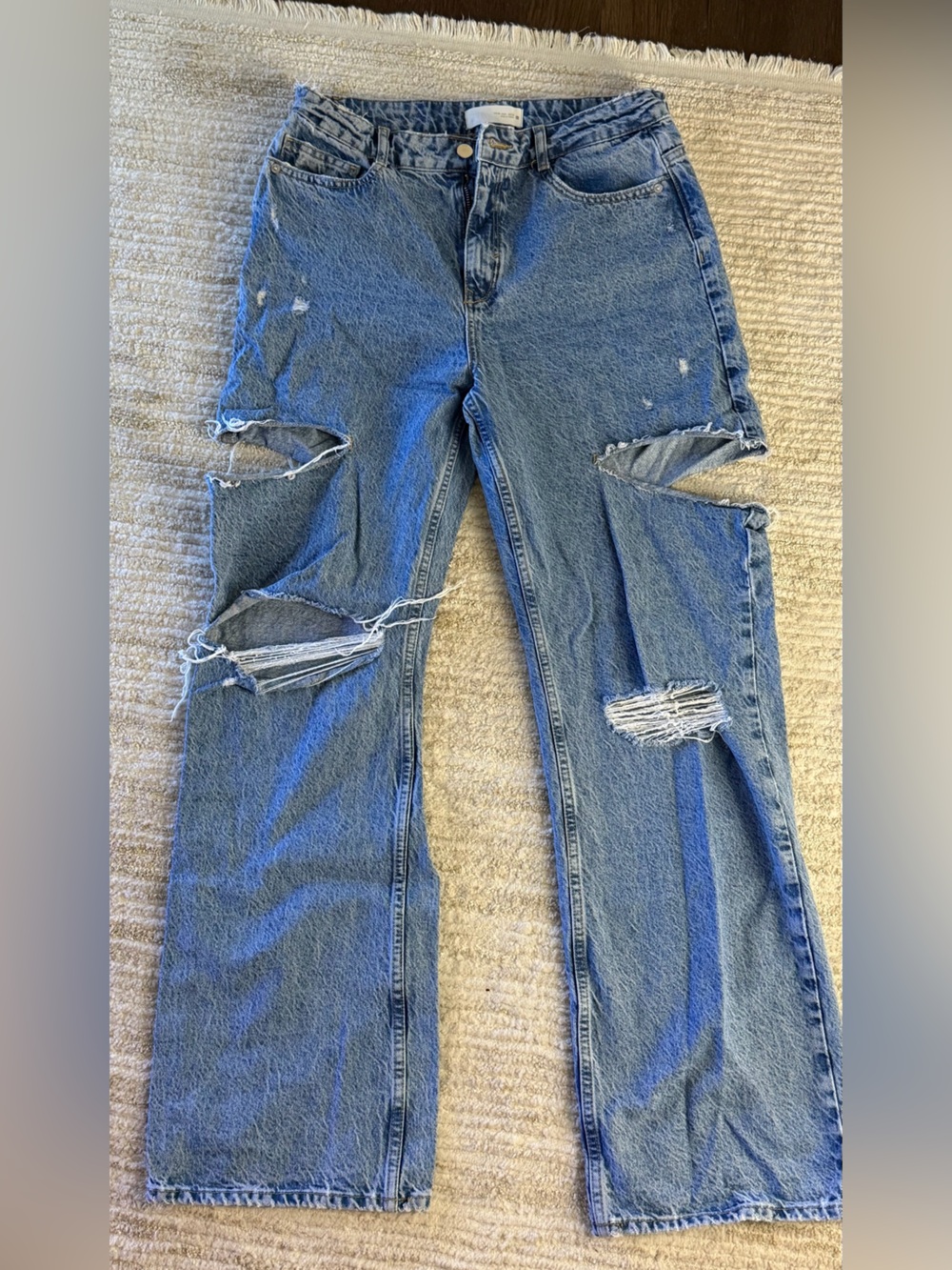 Zara Light Blue Ripped Denim Jeans